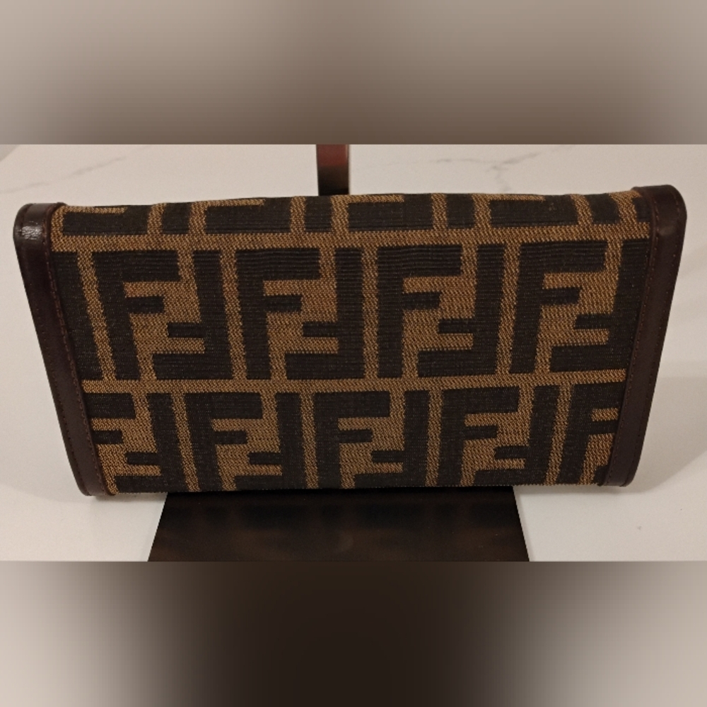 EUC Fendi Zucca Long Wallet w/Brown Leather Trim - Picture 2 of 8